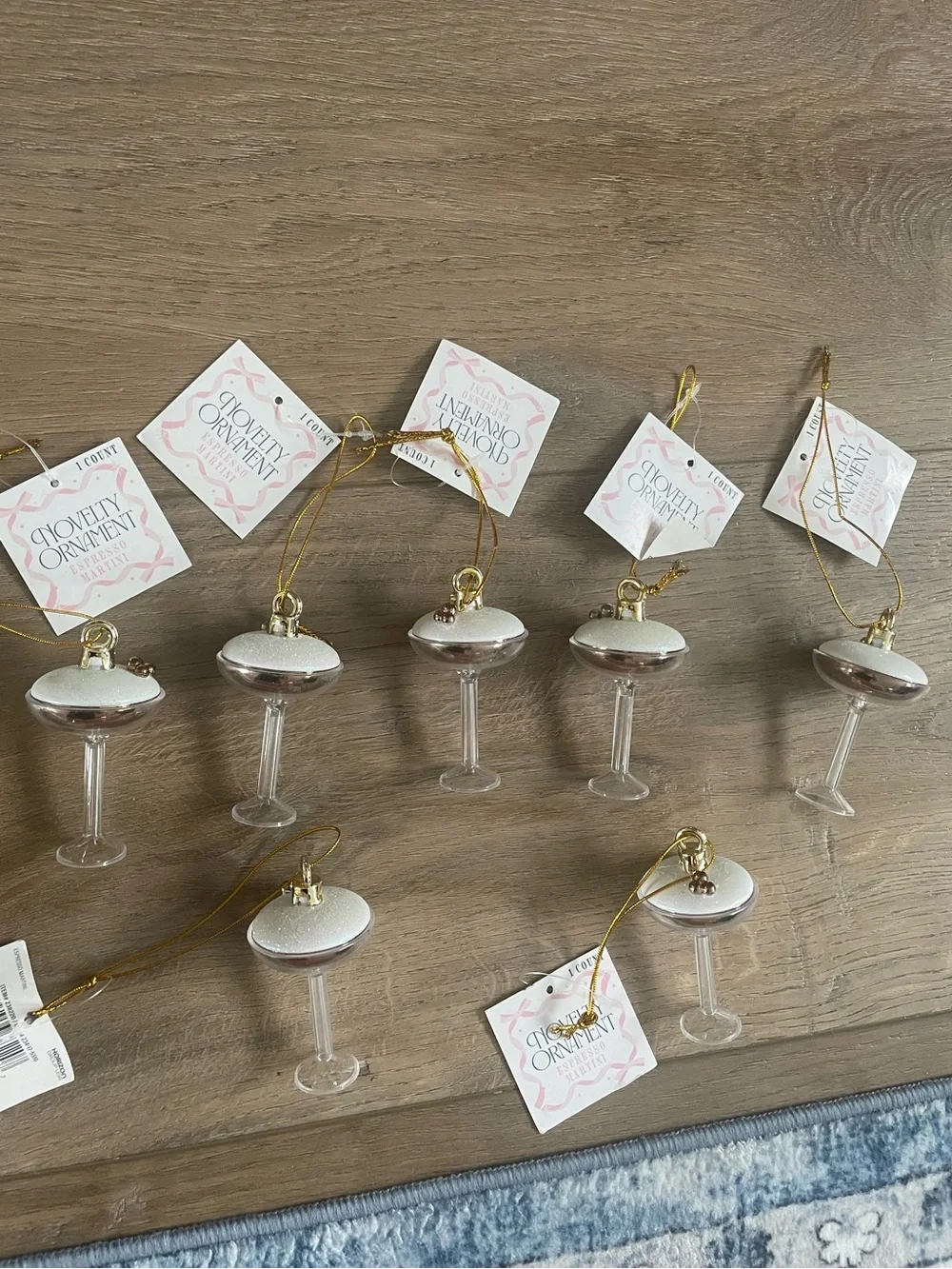 NWT Set of 8 Shimmery espresso martini Ornaments